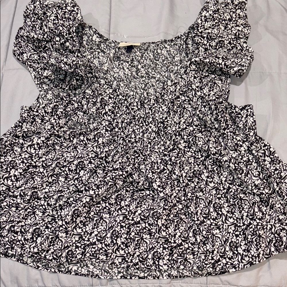 Black and White Floral Top